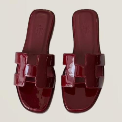 ‏ Hermès Oran Maroon slipper