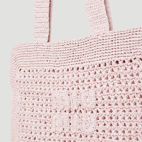 Miu Miu Crochet Raffia Tote Bag