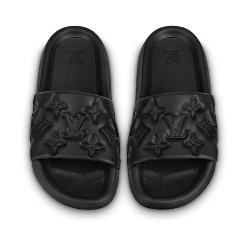 louis vuitton slippers Black