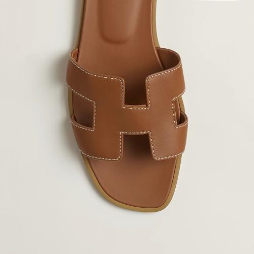 ‏ Hermès Oran brown slipper