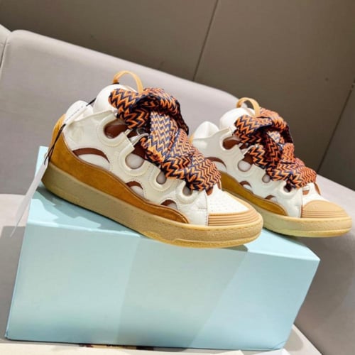 Lanvin Curb lace-up sneakers Beige