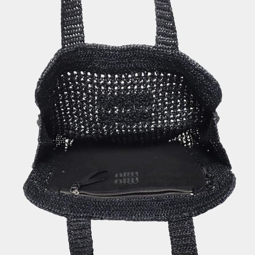 Miu Miu Crochet Raffia Tote Bag