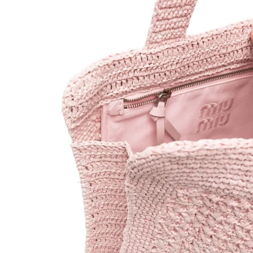 Miu Miu Crochet Raffia Tote Bag