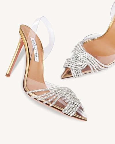 Aquazzura Gatsby gold sandals with a 105mm heel