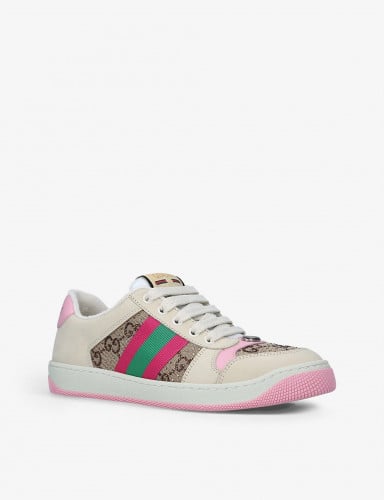 GUCCI Screener Web stripe leather trainers