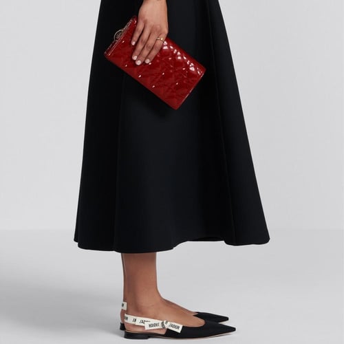 Lady Dior Pouch with Chain Red