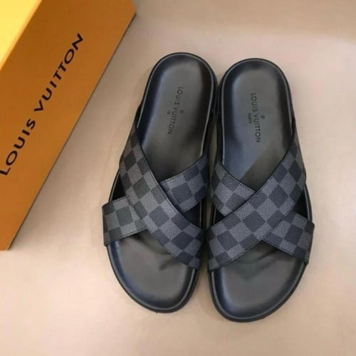 louis vuitton slippers Gray and Black