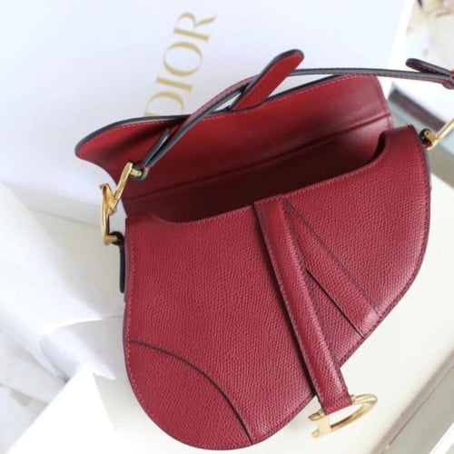 Dior Saddle Bag with Drawstring Red