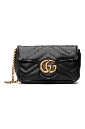 GUCCI Black Super Mini GG Marmont Bag