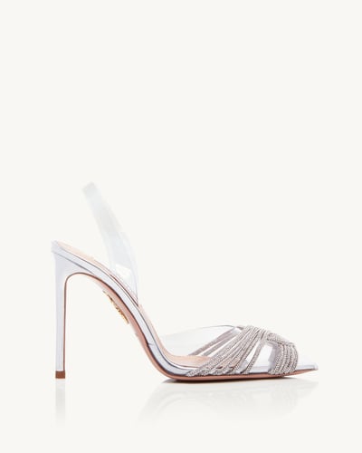 Aquazzura Gatsby silver sandals with a 105mm heel