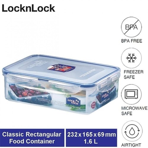 حافظة طعام مستطيلة لوك آند لوك - 1.6 لتر - بلاستيك