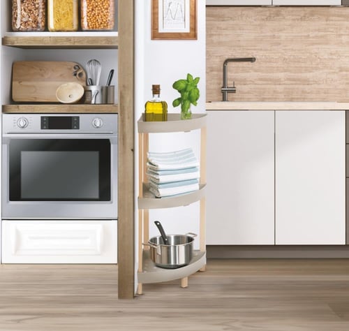 رف ركنية فيكس وود - خشب وبلاستيك - ثلاث أرفف للتنظ...