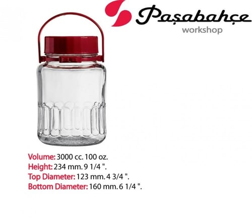 برطمان زجاج باشاباشي بغطاء بلاستيك - 3 لتر