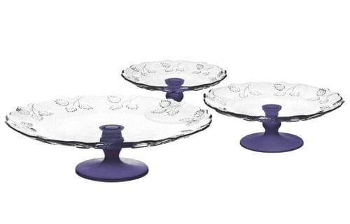 حامل كيك وحلويات زجاج باشاباشي - 3 قطع