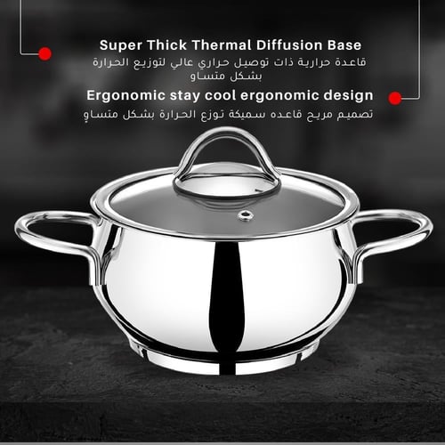 طقم قدور ستانلس ستيل - 7 قطع - نوع 304