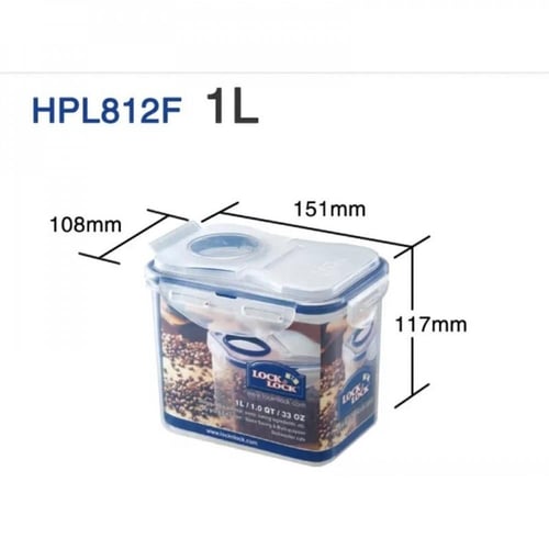 حافظة طعام مستطيلة لوك آند لوك - 1 لتر - غطاء قابل...