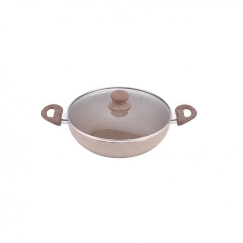 مقلاة بغطاء مستر كوك - جرانيت - بغطاء زجاج - 28 سم