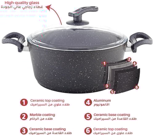 طقم 13 قطعة من مستر كوك جرانيت - غطاء زجاجي - رماد...