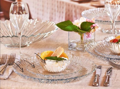 طبق فاكهة وحلويات زجاج باشاباشي أورورا - 6 قطع - 2...