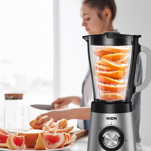 كيون خلاط استيل 500 واط، سعة 1.5 لتر جاك زجاجي ، س...