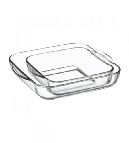 طقم صواني مربعة زجاج للفرن باشاباشي بورجام - قطعتي...