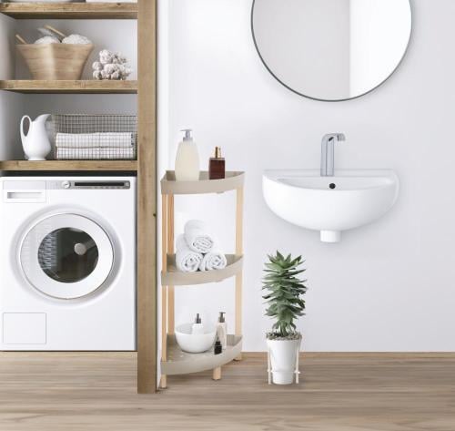 رف ركنية فيكس وود - خشب وبلاستيك - ثلاث أرفف للتنظ...