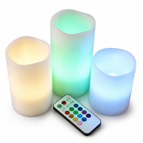 شموع LED مع تحكم عن بعد - بدون لهب