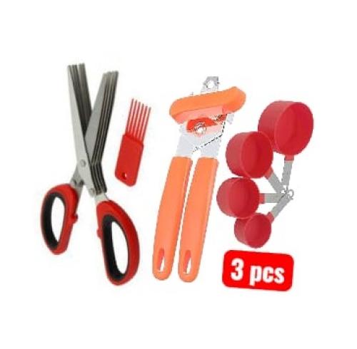 مقص أعشاب متعدد الشفرات مع أداة تنظيف، فتّاحة علب...