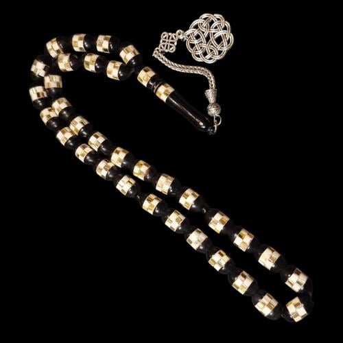 سبحة من خشب الكوك 33 خرزة تطعيم جميل