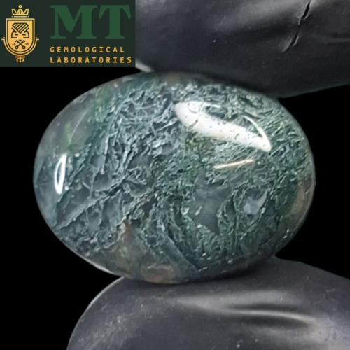 حجر عقيق طحلبي طبيعي مفحوص و موثق بشهادة مختبر
