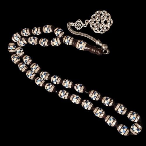 سبحة من خشب الكوك 33 خرزة تطعيم جميل