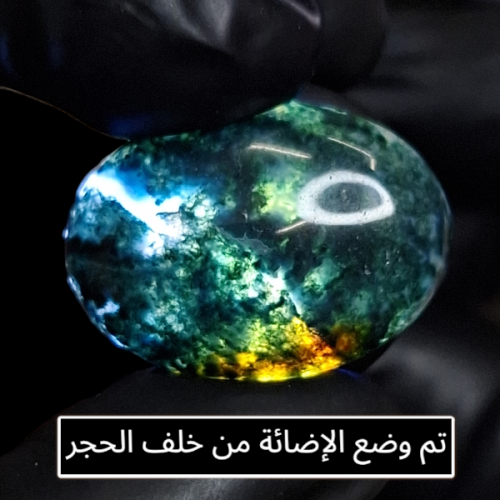 حجر عقيق طحلبي مشجر طبيعي حجم راهي