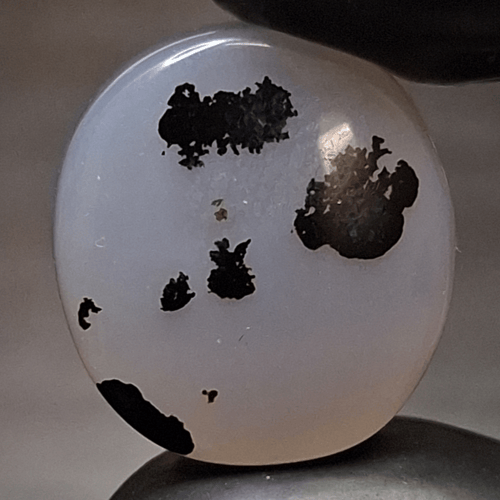 حجر عقيق شجري أبيض طبيعي مشجر