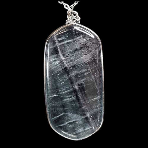 اكسسوار تعليقة شريحة من حجر فلورايت طبيعي مع السلس...