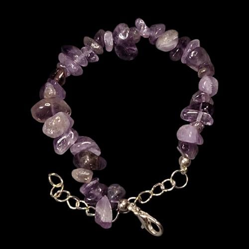 أسوارة يد بأحجار جمشت اماتيست خام طبيعية قطعة مناس...