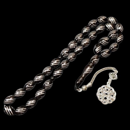 سبحة من خشب الكوك 33 خرزة مع كركوشه معدنية