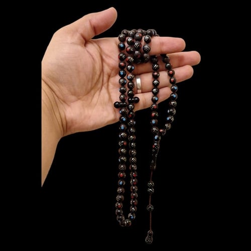 سبحة من خشب كوك 99 خرزة تطعيمات منوعه