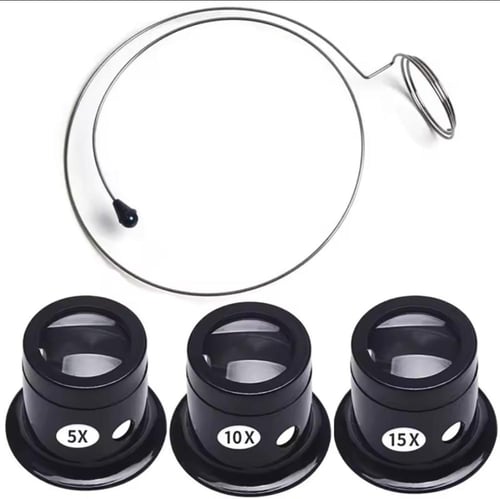طقم عدسات مكبرة من 5x 10x 15x زوم مع حامل