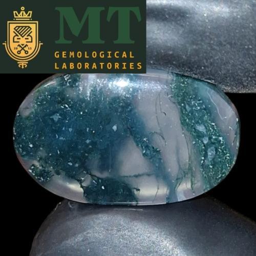حجر عقيق طحلبي طبيعي مفحوص و موثق بشهادة مختبر