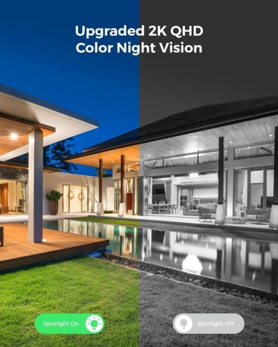 كاميرا مراقبة خارجية مطورة لوموس 2K 4MP مع أضواء ك...