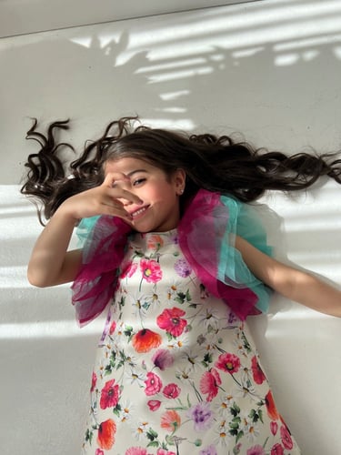 فستان الزهور مع رفلز