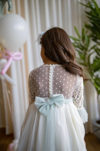 فستان مناسبات للبنات من الجبير الراقي مع تل منقط ب...