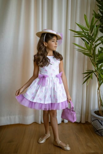 فستان كوتون كاندي مع حزام تل في الظهر