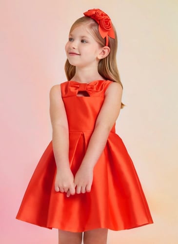 فستان ساتان بلون برتقالي