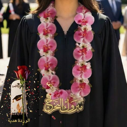 إكليل الأوركيد الوردي الفاخر مع وردة هدية