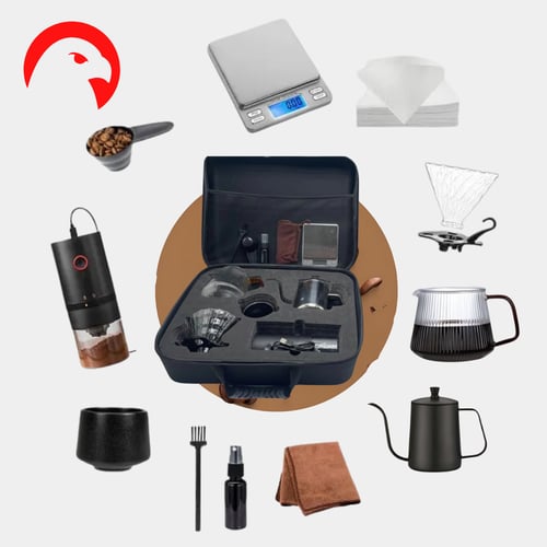 مجموعة قهوة V60 شنطة متكاملة مع مطحنة كهربائية