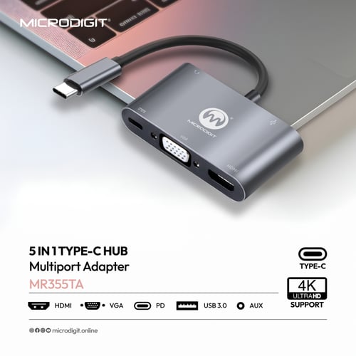 وصلة شاشة VGA / HDMI / USB 3 / PD / AUX فيجا اتش د...