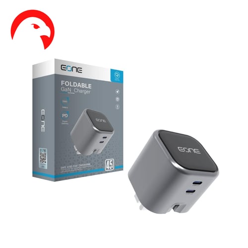 شاحن EONE GaN 45W جداري سريع بمخرجين قابل للطي Fol...