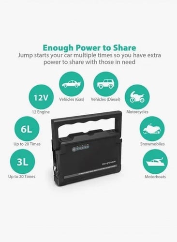 راف باور بطارية ومشغل سيارة بقوة 18000 ملي امبير