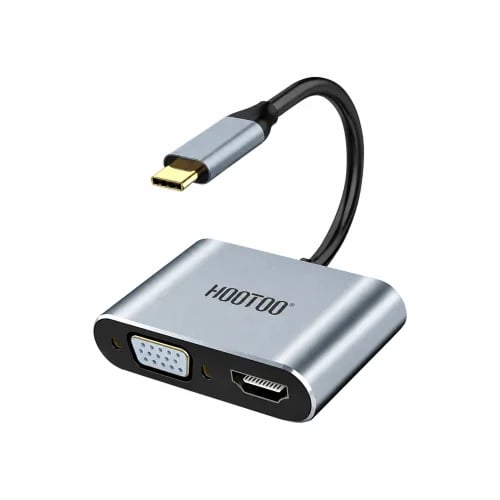 محول 4 في 1 بمنفذ تايب سي مع منافذ HDMI و VGA و US...
